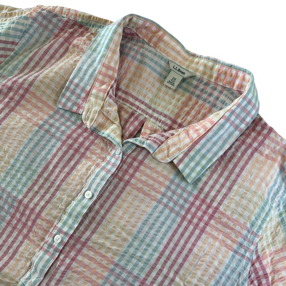 L.L. Bean Tops - LL Bean Spring Plaid Women's Easter Button Up Blouse Cottagecore Gingham 2X